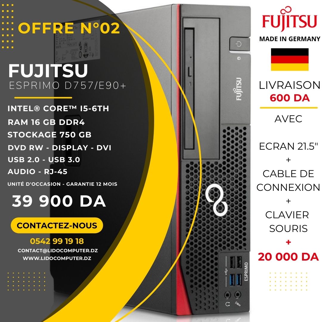 Fujitsu Esprimo D757/E90+ i5-6TH - 16 Gb - 750 Gb (( + 128 GB SSD OFFERT ))
