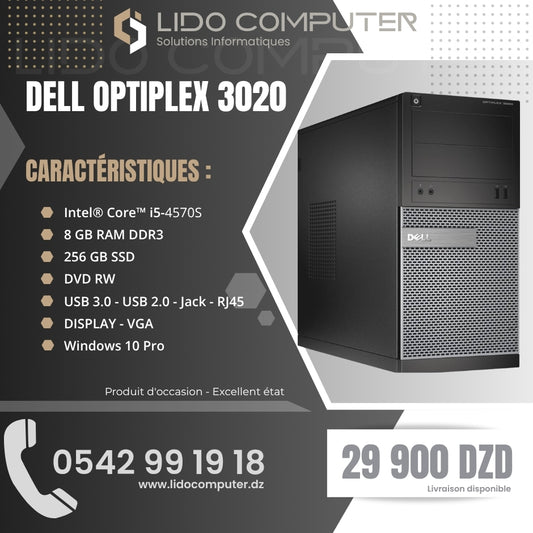 - Unité Dell Optiplex 3020 Tour i5-4570S - 8 Gb - 256 Gb SSD