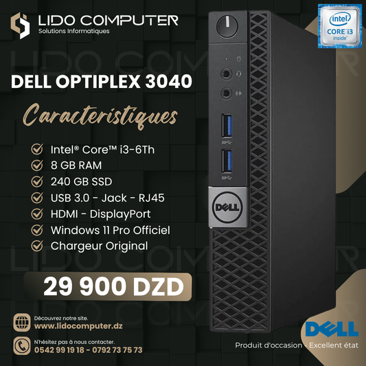 Dell Optiplex 3040 Mini i3-6ᵗʰ - 8 Gb - 240 Gb SSD