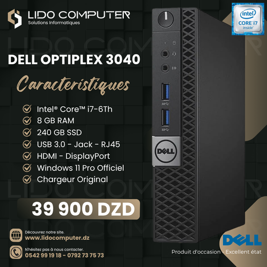 Dell Optiplex 3040 Mini i7-6ᵗʰ - 8 Gb - 240 Gb SSD