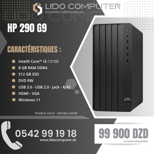 - Unité HP 290 G9 i3-13100 - 8 GB - 512 GB SSD