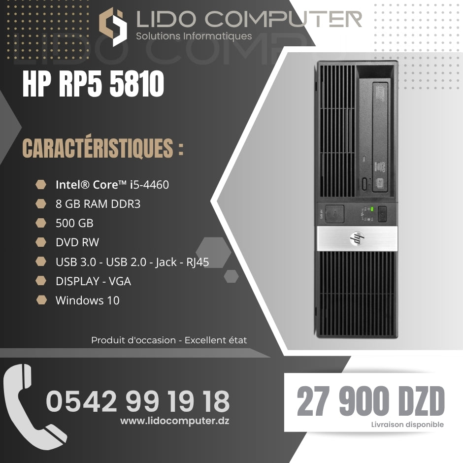 - Unité HP RP5810 i5-4460 - 8 Gb - 500 Gb HDD