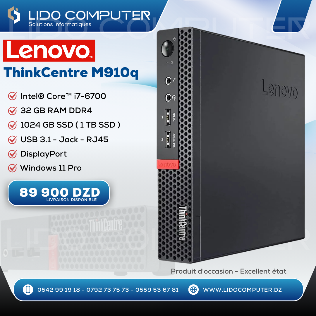 Lenovo ThinkCentre M910q i7-6700 - 32 Gb - 1024 Gb SSD